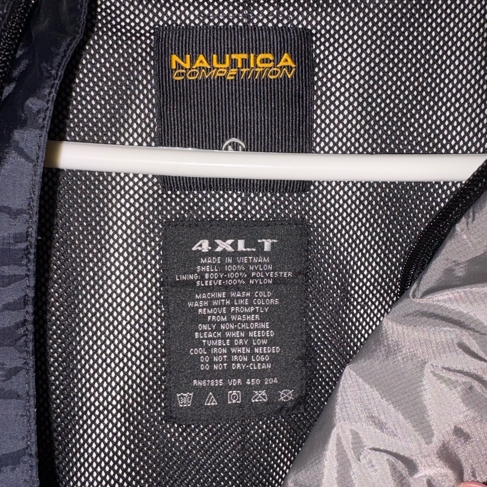 Nautica Black Hooded Raincoat with Gray Trim - Picture 2 of 5